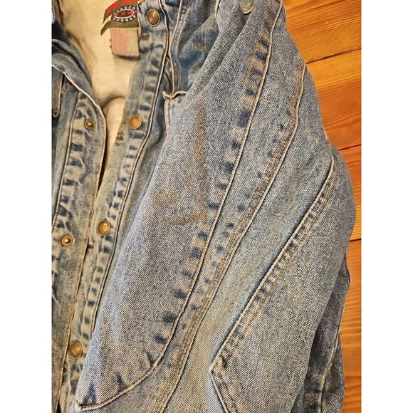 Vintage Blue Hoodie Jean Jacket Size Xtra Large XL New Order Outerwear American - Picture 7 of 11